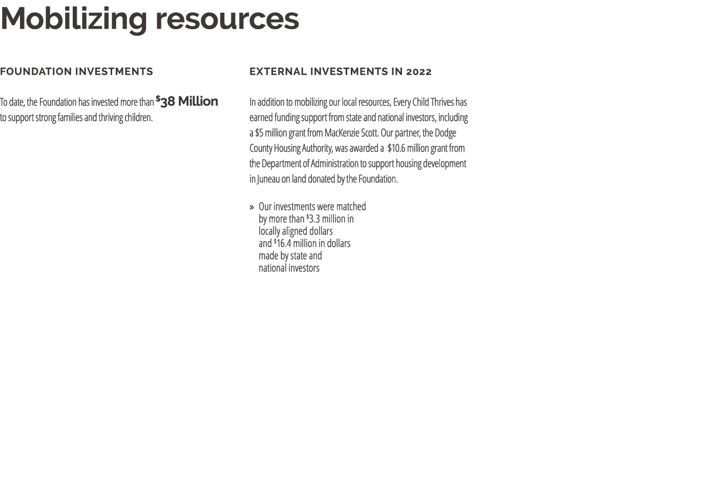 Mobilizing resources Foundation Investments To date, the Foundation has invested more than $38 Million to support str...