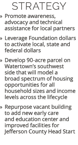 Strategy » Promote awareness, advocacy and technical assistance for local partners » Leverage Foundation dollars to a...